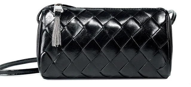 Main image of Women Trendy Small Shoulder Bag Genuine Leather Hobo Handbags Black