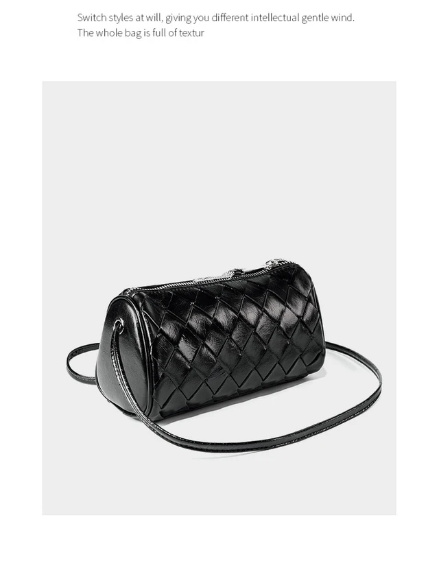 Alt view image 4 of 4 - Women Trendy Small Shoulder Bag Genuine Leather Hobo Handbags Black
