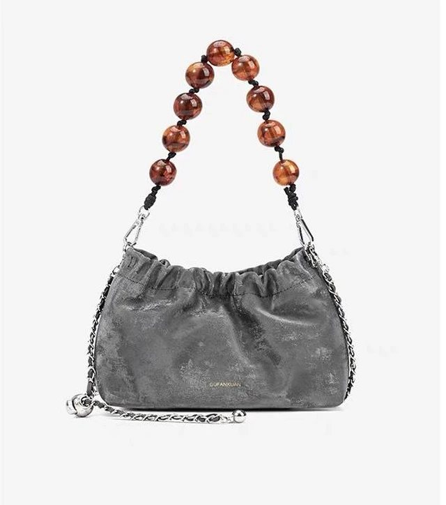 Alt view image 2 of 2 - Genuine Leather Fashion Hobo Bags Large Purse and Handbags Grey