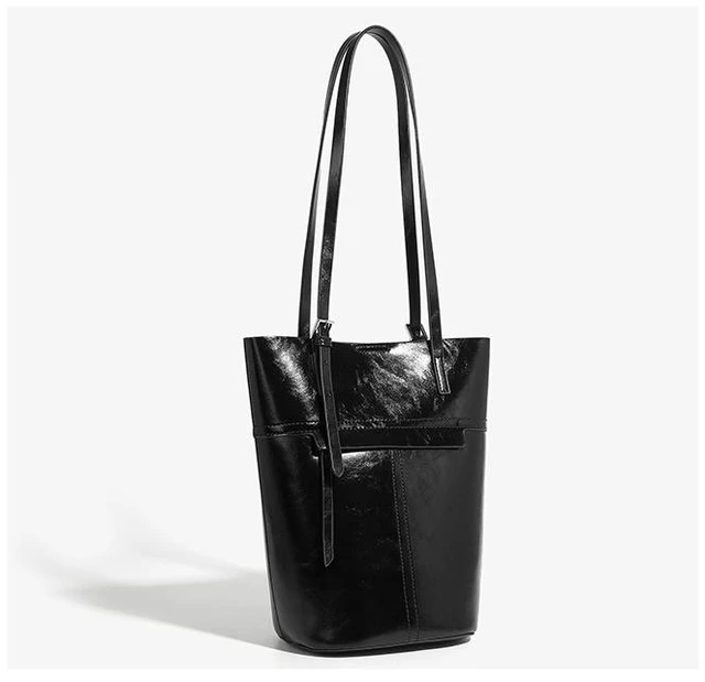 Alt view image 3 of 3 - Genuine Leather Hobo Purses and Handbags Black