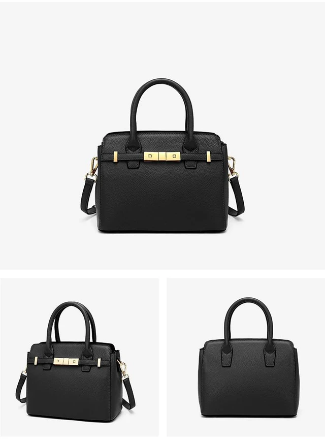 Alt view image 2 of 2 - Genuine Leather Womens Purses and Handbags Shoulder Bag Black