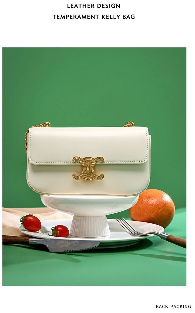 Alt view image 3 of 3 - Genuine Leather Women Crossbody Bags Medium Size Shoulder Handbags White