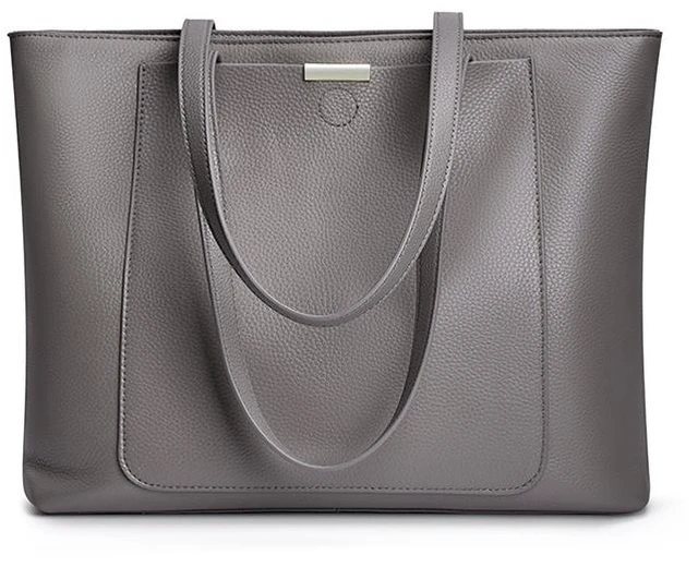 Main image of Genuine Leather Women Top Handle Satchel Handbags Shoulder Bag Messenger Tote Bag Grey