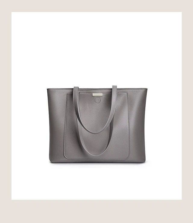 Alt view image 2 of 3 - Genuine Leather Women Top Handle Satchel Handbags Shoulder Bag Messenger Tote Bag Grey