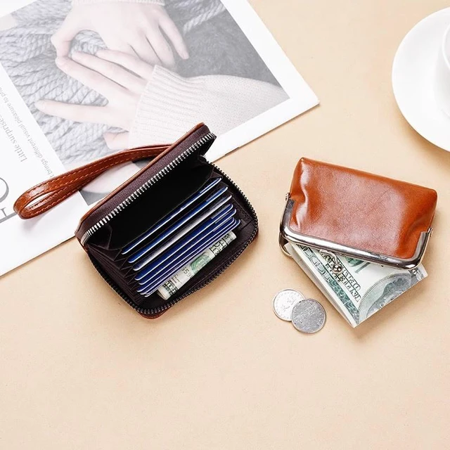Alt view image 3 of 3 - Genuine Leather Women's Short Wallet Bag With Multiple Card Slots Brown