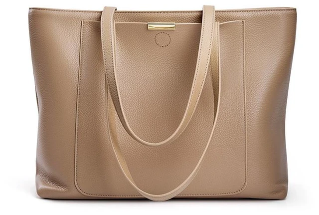 Main image of Genuine Leather Women Top Handle Satchel Handbags Shoulder Bag Messenger Tote Bag Cream