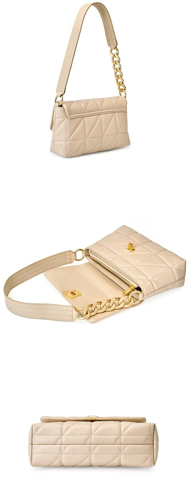 Alt view image 4 of 4 - Genuine Leather Women Shoulder Bag Vintage Crossbody Purse Handbag Cream