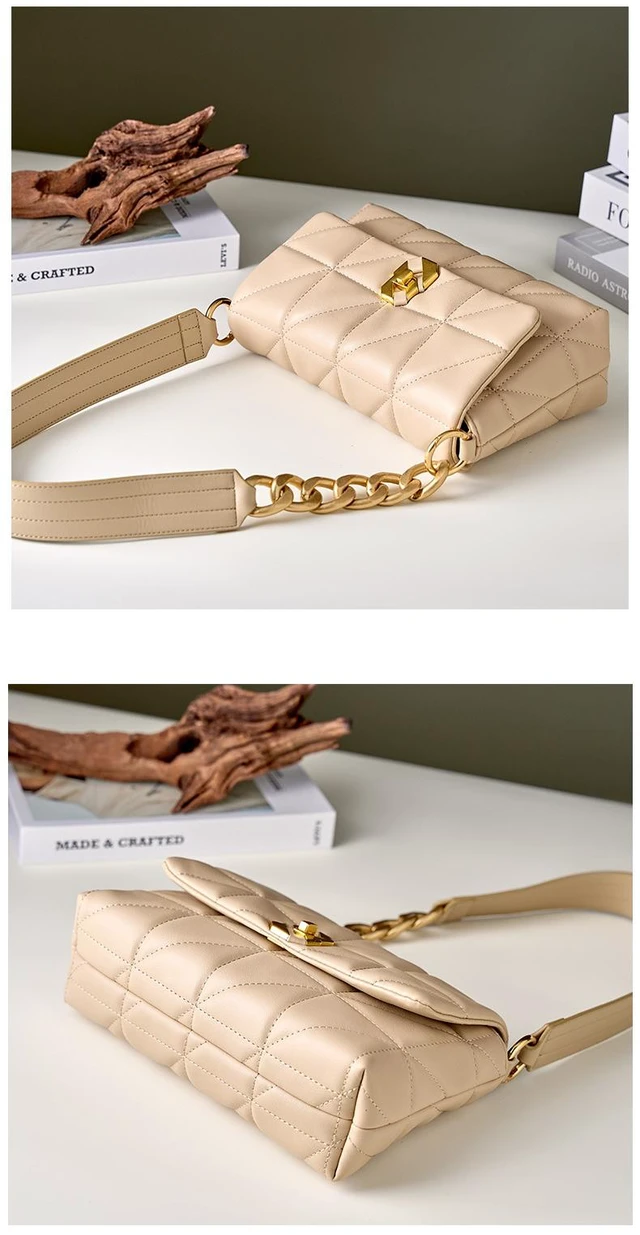 Alt view image 3 of 4 - Genuine Leather Women Shoulder Bag Vintage Crossbody Purse Handbag Cream