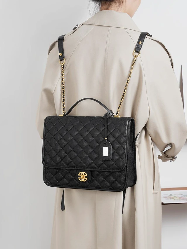 Alt view image 3 of 3 - Genuine Leather Crossbody Purses for Women Handbag and Backpack Black