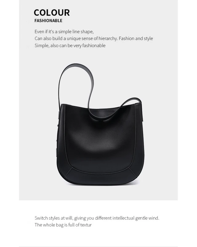 Alt view image 2 of 3 - Genuine Leather Women Fashion Shoulder Designer Purses and Handbags Black
