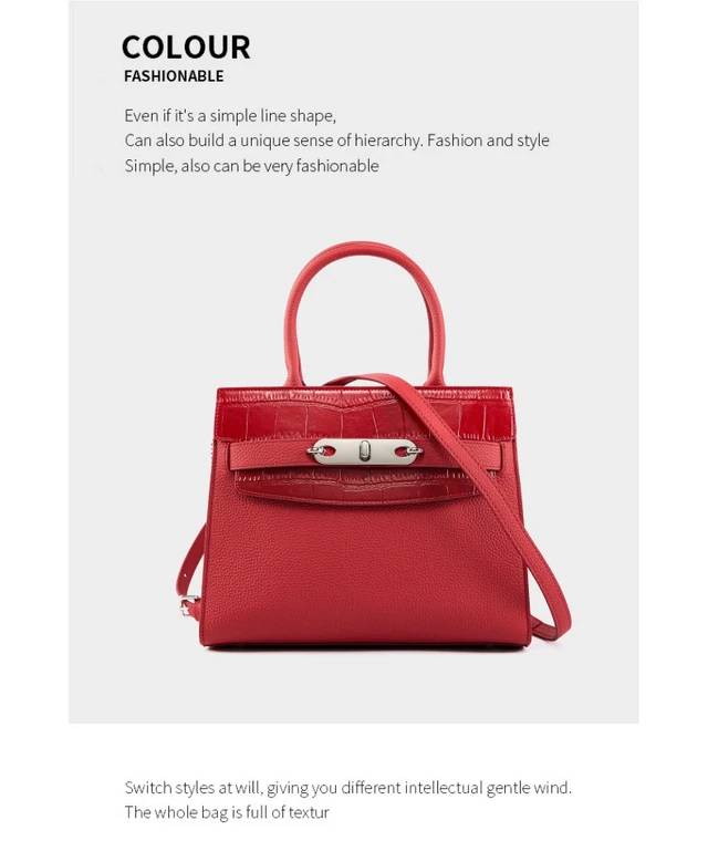 Alt view image 2 of 4 - Genuine Leather Women's Bag Vintage Handbag Red