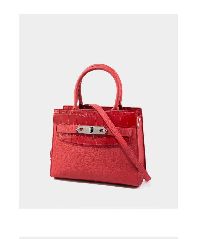 Alt view image 3 of 4 - Genuine Leather Women's Bag Vintage Handbag Red