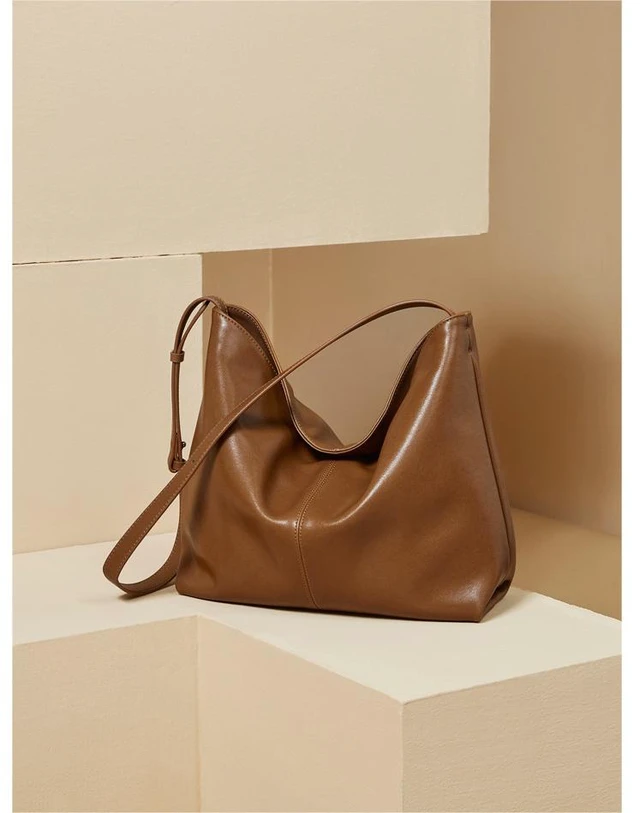 Alt view image 2 of 3 - Genuine Leather Womens Fashion Shoulder Bags Large Tote Bag Retro Purse Handbag Brown