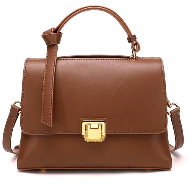 Main image of Genuine Leather Women Shoulder Bag Vintage Crossbody Purse Handbag Brown