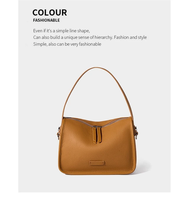 Alt view image 2 of 3 - Genuine Leather Hobo Shoulder Bag For Women Large Crossbody Bag Brown