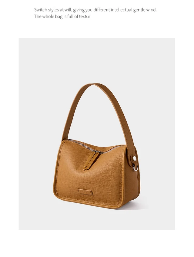 Alt view image 3 of 3 - Genuine Leather Hobo Shoulder Bag For Women Large Crossbody Bag Brown