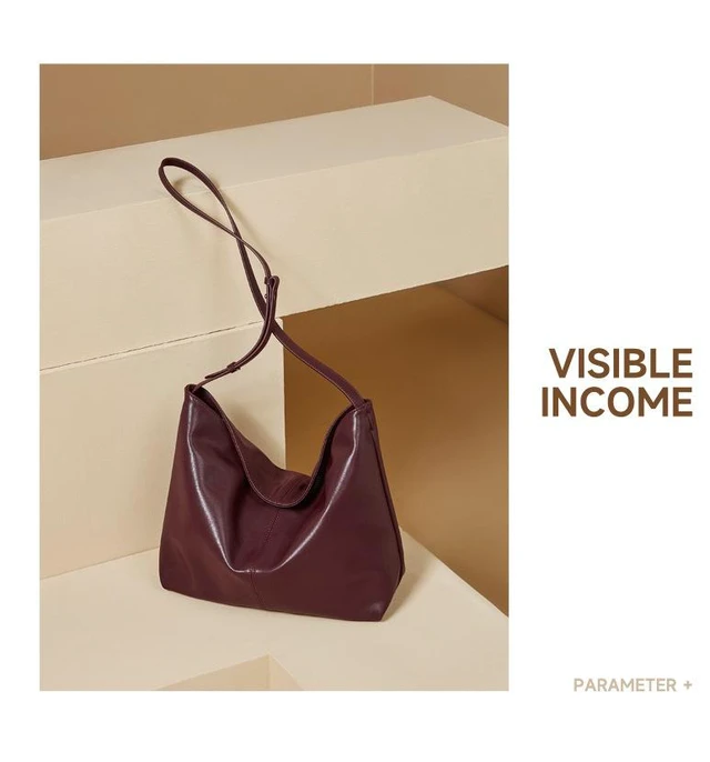 Alt view image 3 of 3 - Genuine Leather Womens Fashion Shoulder Bags Large Tote Bag Retro Purse Handbag Purple