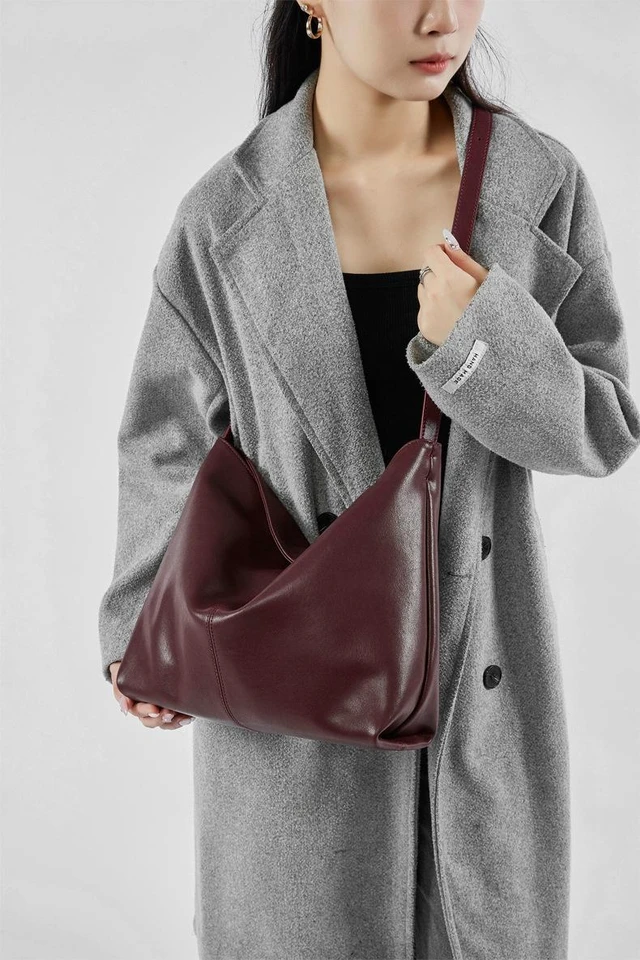 Alt view image 2 of 3 - Genuine Leather Womens Fashion Shoulder Bags Large Tote Bag Retro Purse Handbag Purple