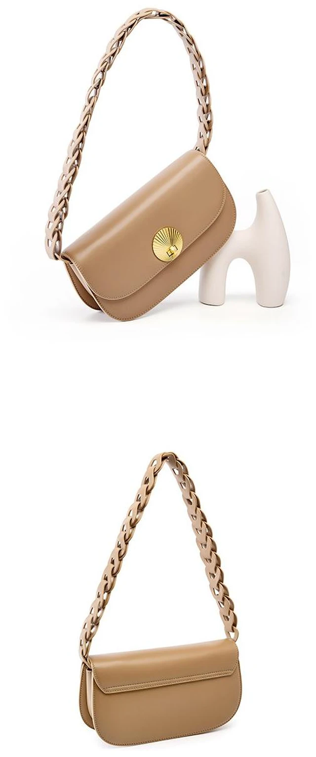 Alt view image 2 of 3 - Genuine Leather Women Fashion Handbags Tote Bag Shoulder Bag Cream