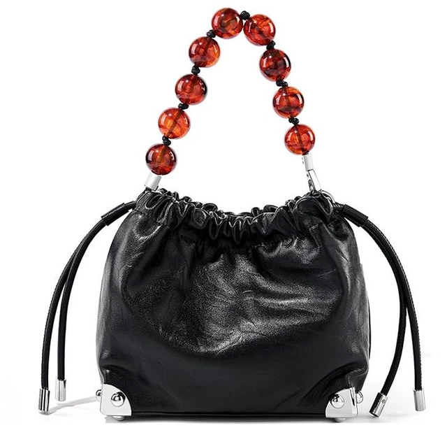 Main image of Genuine Leather European and American Large Capacity Handbag Black