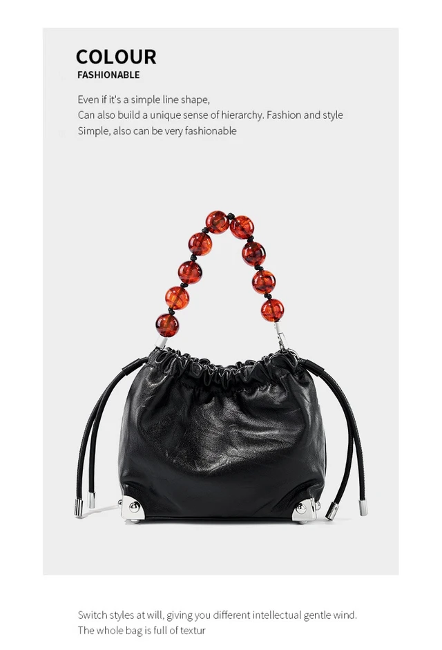 Alt view image 2 of 3 - Genuine Leather European and American Large Capacity Handbag Black