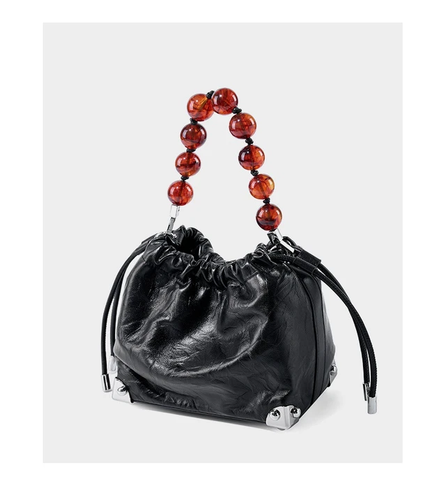 Alt view image 3 of 3 - Genuine Leather European and American Large Capacity Handbag Black
