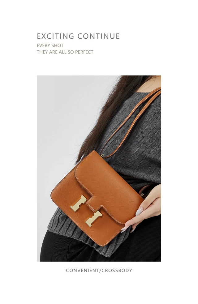 Alt view image 3 of 3 - Genuine Leather Women Shoulder Purses and Handbags Orange