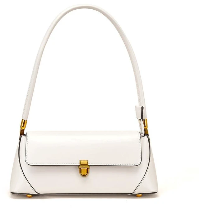 Main image of Genuine Leather Fashion Platinum Bag Cross Shoulder Women's Handbag White