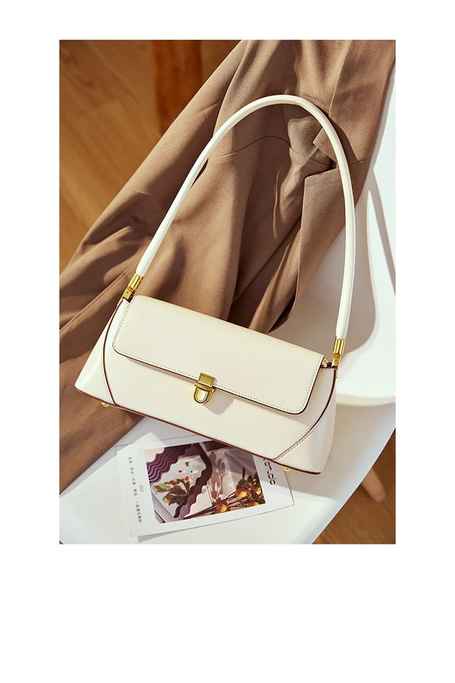 Alt view image 2 of 3 - Genuine Leather Fashion Platinum Bag Cross Shoulder Women's Handbag White