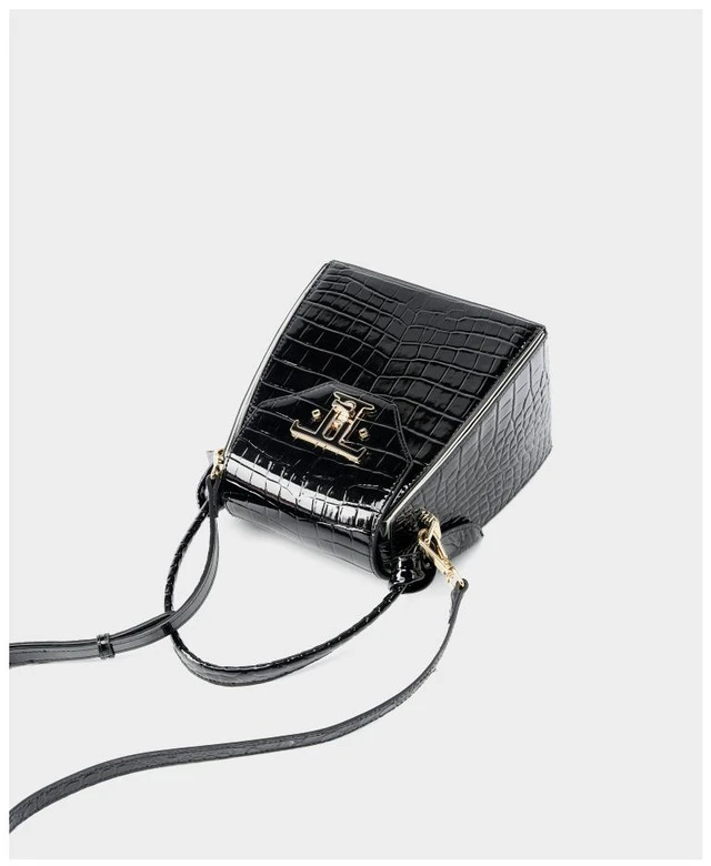 Alt view image 3 of 3 - Women Genuine Leather Handbags Crocodile Pattern Handheld Cross Bag Black