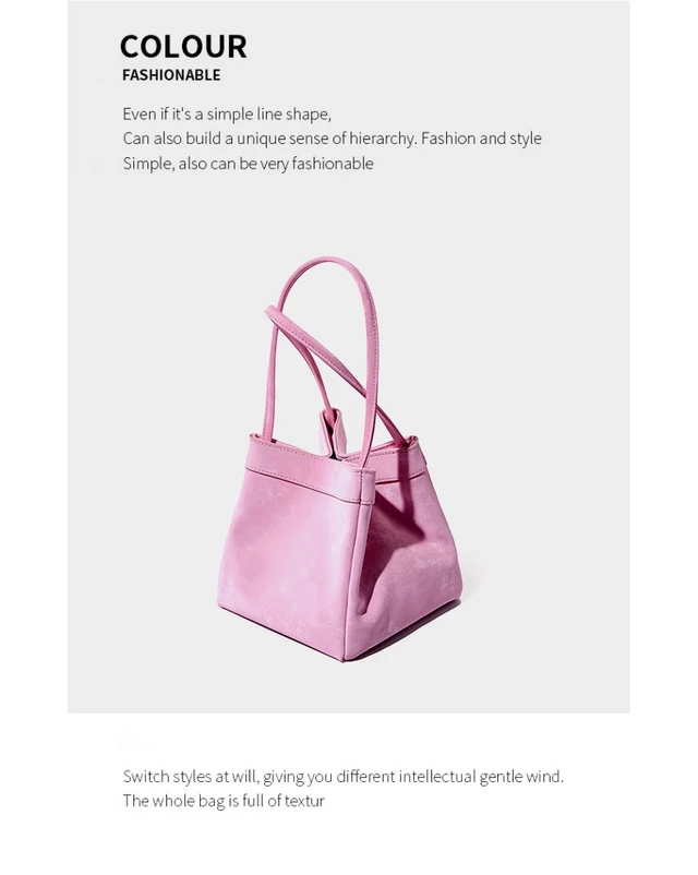 Alt view image 2 of 4 - Genuine Leather Fashion Women's Handbag Messenger Bag Pink