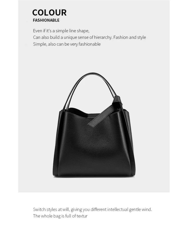 Alt view image 2 of 4 - Genuine Leather Large Capacity Women's Crossbody Handbag Black