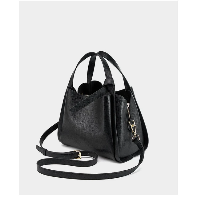 Alt view image 3 of 4 - Genuine Leather Large Capacity Women's Crossbody Handbag Black