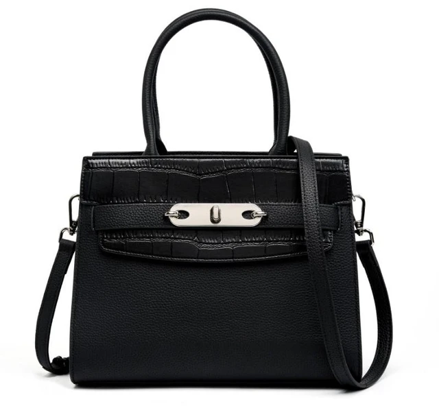 Main image of Genuine Leather Women's Bag Vintage Handbag Black