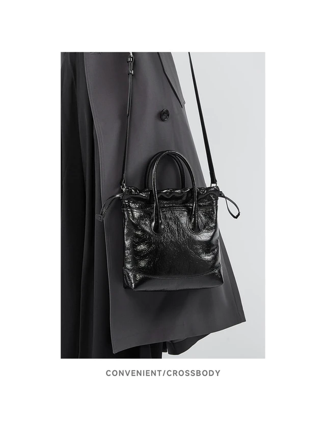Alt view image 2 of 3 - Genuine Leather Women's Handbag Diagonal Cross Bag Black