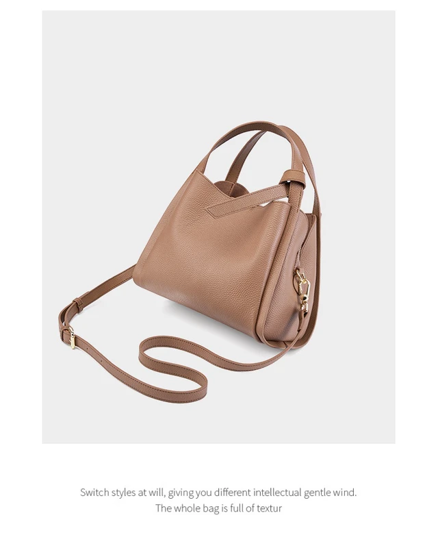 Alt view image 5 of 6 - Genuine Leather Large Capacity Women's Crossbody Handbag Brown