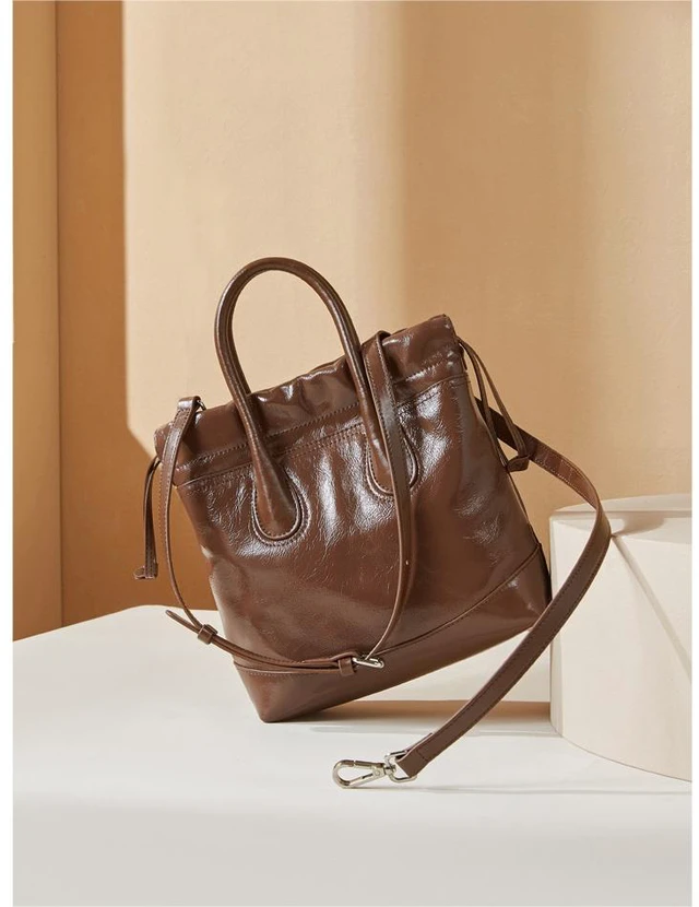 Alt view image 2 of 3 - Genuine Leather Women's Handbag Diagonal Cross Bag Brown