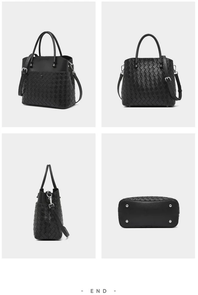 Alt view image 3 of 3 - Time Resistance Leather Handbag Leather Purse for Women - Top Handle Bag - Tote Bag Black