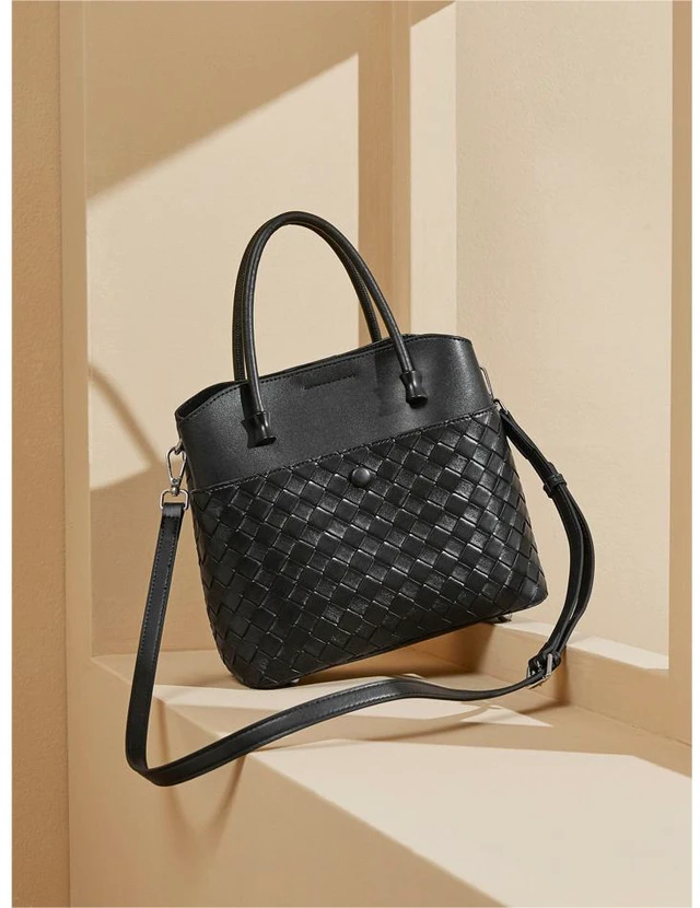Alt view image 2 of 3 - Time Resistance Leather Handbag Leather Purse for Women - Top Handle Bag - Tote Bag Black