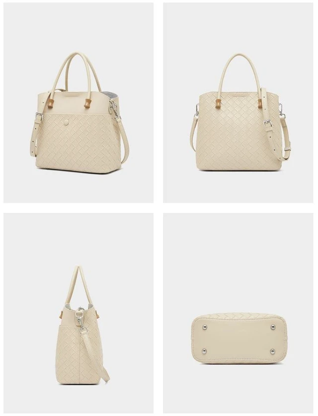 Alt view image 3 of 3 - Time Resistance Leather Handbag Leather Purse for Women - Top Handle Bag - Tote Bag White