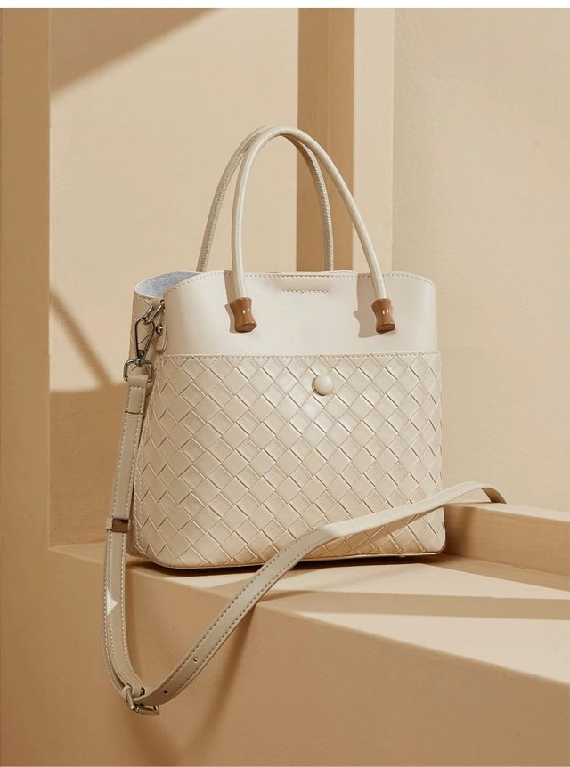 Alt view image 2 of 3 - Time Resistance Leather Handbag Leather Purse for Women - Top Handle Bag - Tote Bag White