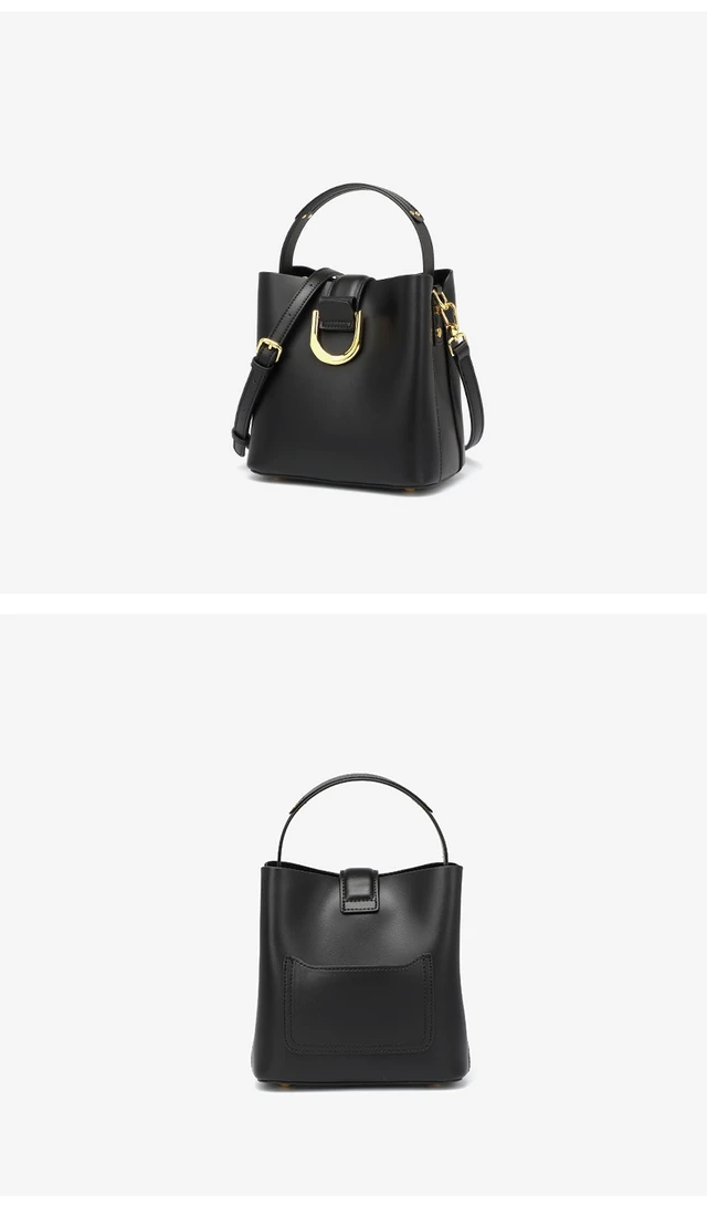 Alt view image 2 of 2 - Genuine Leather Large Capacity Crossbody Bag Black