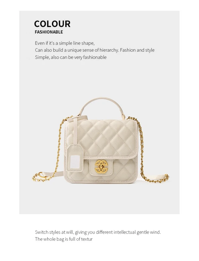 Alt view image 2 of 4 - Genuine Leather Crossbody Bags for Women Trendy Ladies Shoulder Purse Satchel HandBag with Chain Strap White