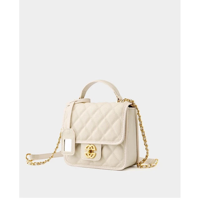 Alt view image 3 of 4 - Genuine Leather Crossbody Bags for Women Trendy Ladies Shoulder Purse Satchel HandBag with Chain Strap White