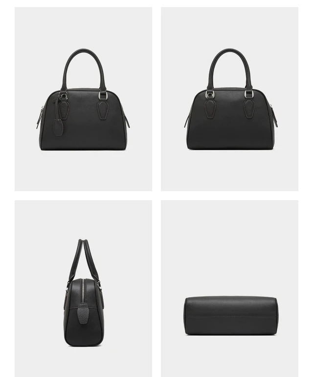 Alt view image 3 of 3 - Women Genuine Leather Handbag Top-handle Satchel Bag Black