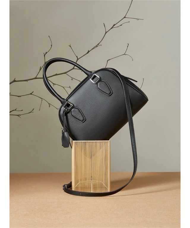 Alt view image 2 of 3 - Women Genuine Leather Handbag Top-handle Satchel Bag Black