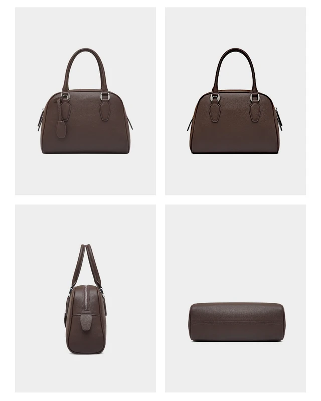 Alt view image 3 of 3 - Women Genuine Leather Handbag Top-handle Satchel Bag Brown