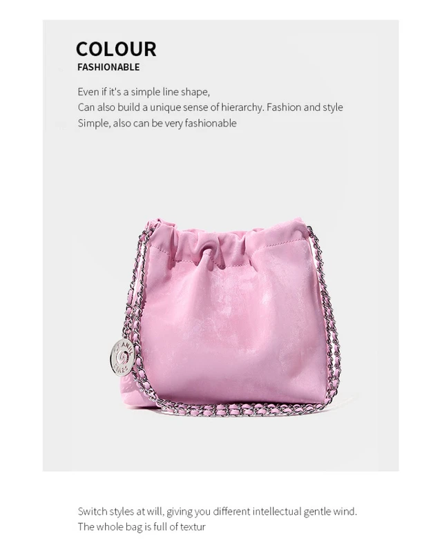 Alt view image 2 of 4 - Genuine Leather Women's Handbag Beach Bag Simple Shoulder Bag Pink