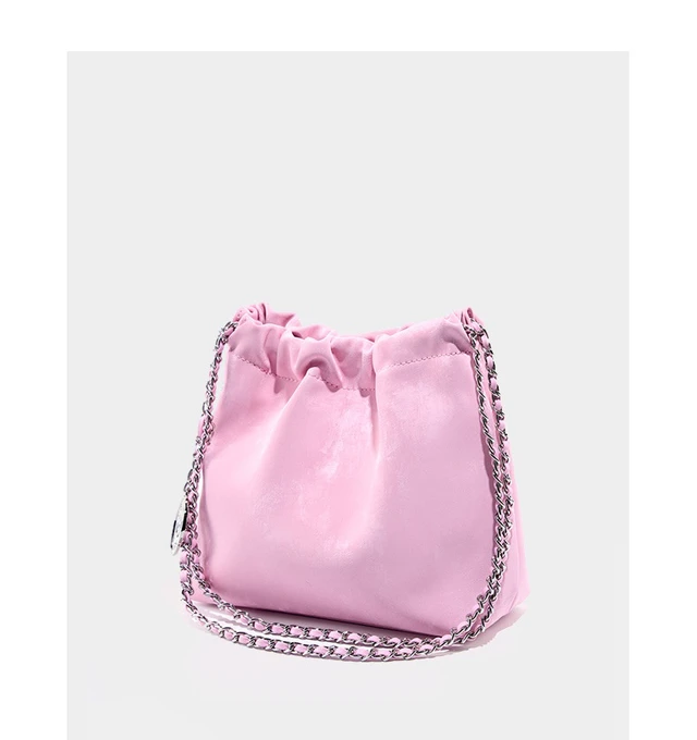 Alt view image 3 of 4 - Genuine Leather Women's Handbag Beach Bag Simple Shoulder Bag Pink