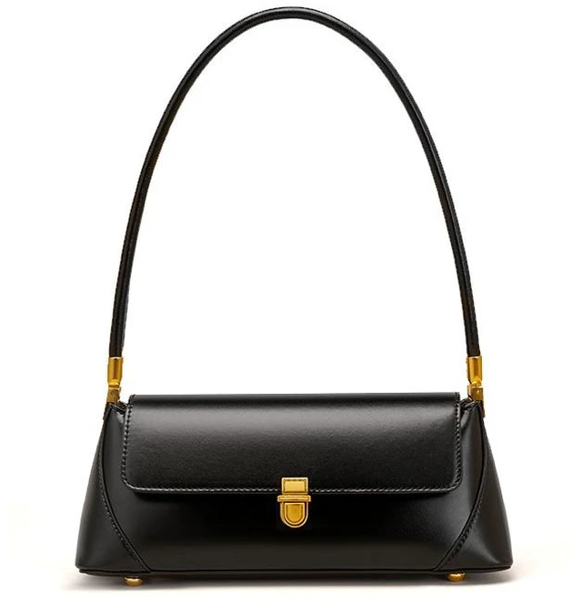 Main image of Genuine Leather Fashion Platinum Bag Cross Shoulder Women's Handbag Black